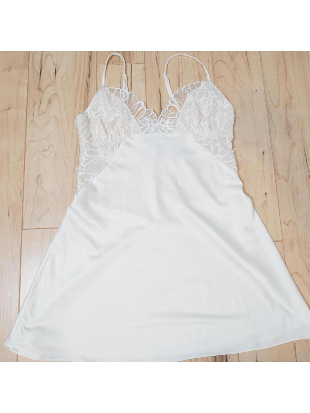 Rya Collection White Lace Chemise Slip Dress Coquette Bridal Lingerie S